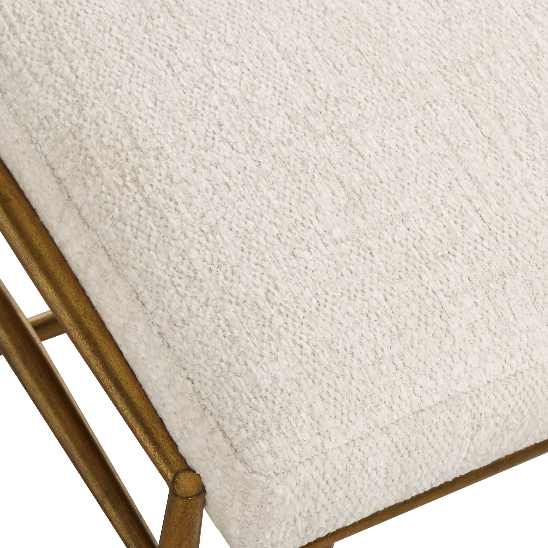 Uttermost Karleen Plush White Small Brass Bench