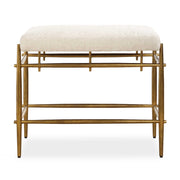 Uttermost Karleen Plush White Small Brass Bench