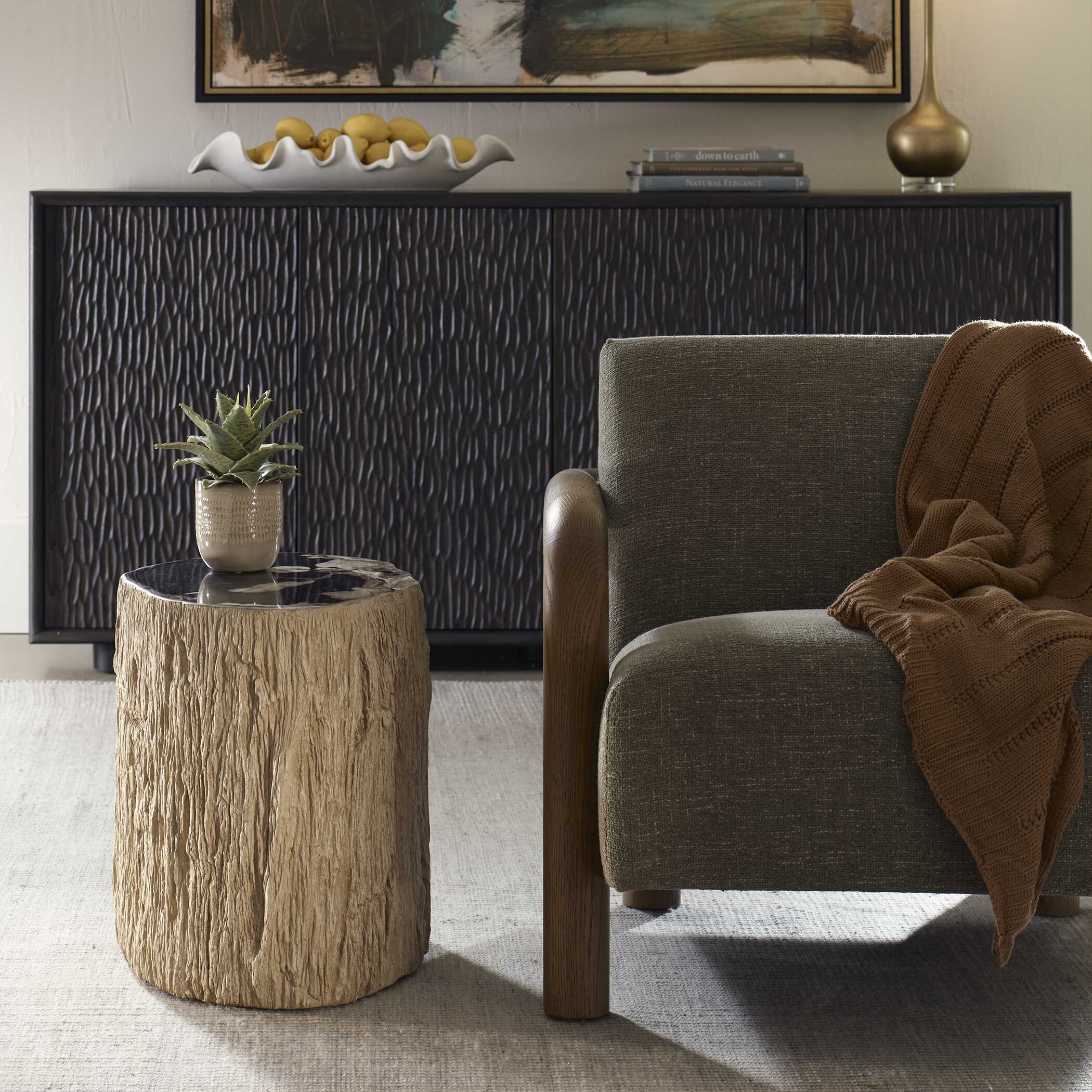 Uttermost Arco Petrified Wood Top Accent Table