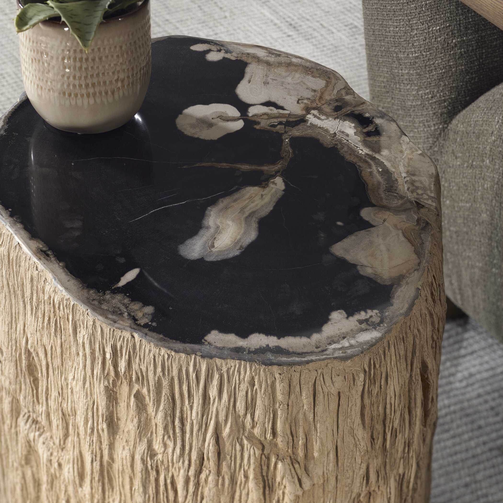 Uttermost Arco Petrified Wood Top Accent Table