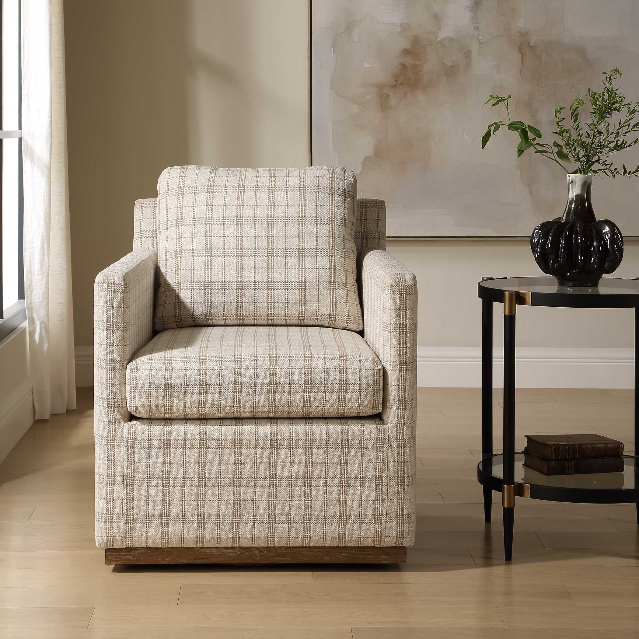 Uttermost Basie Casual Linen Swivel Chair