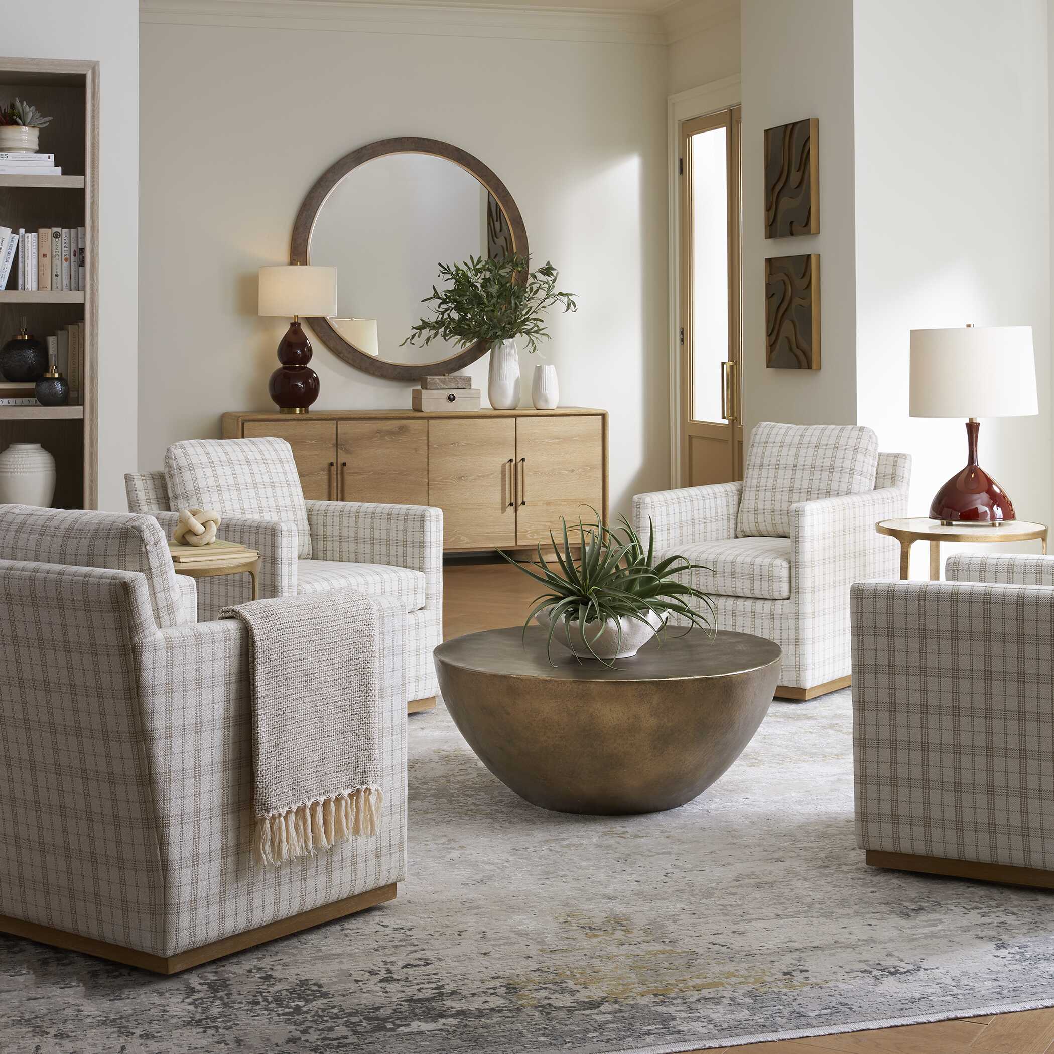 Uttermost Basie Casual Linen Swivel Chair