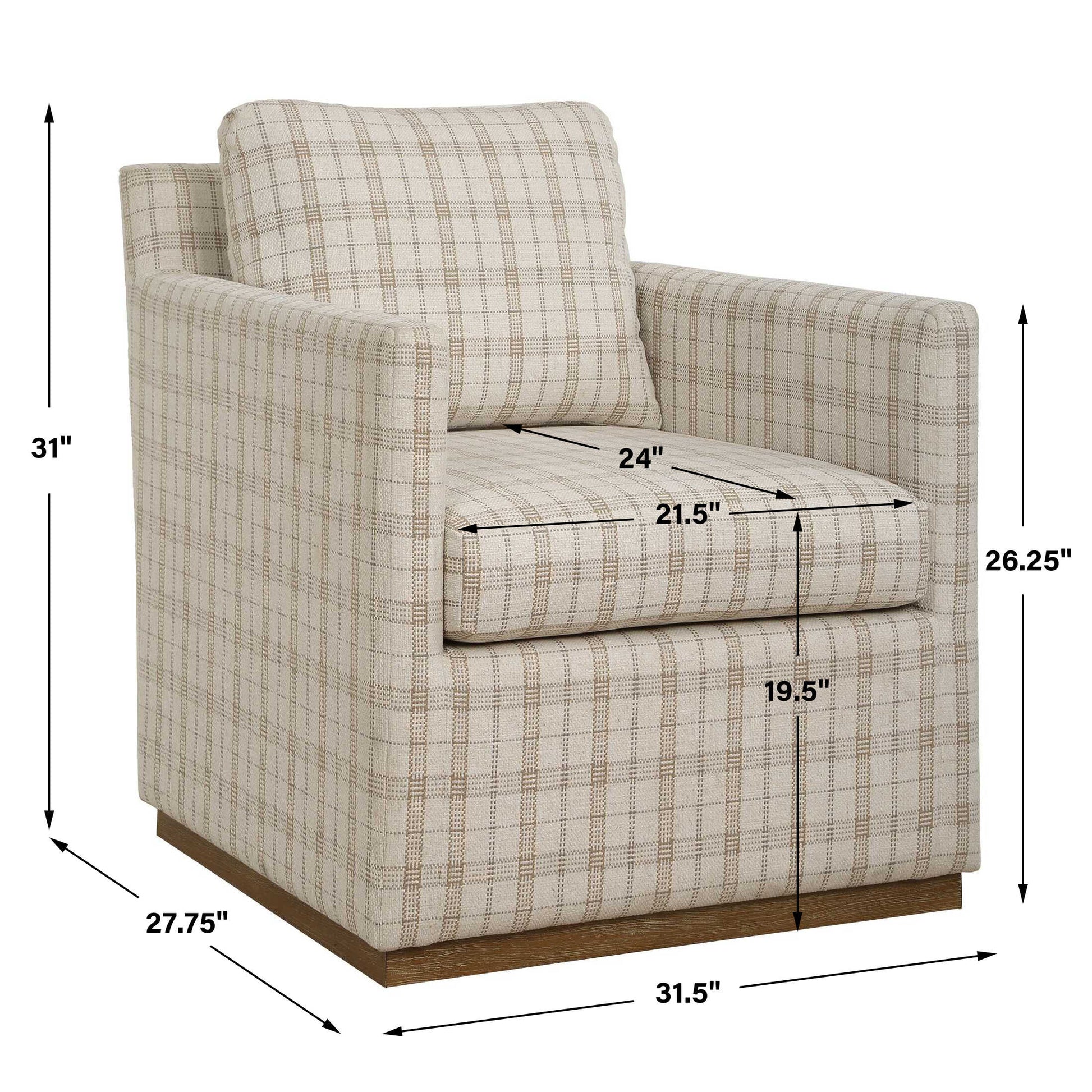 Uttermost Basie Casual Linen Swivel Chair