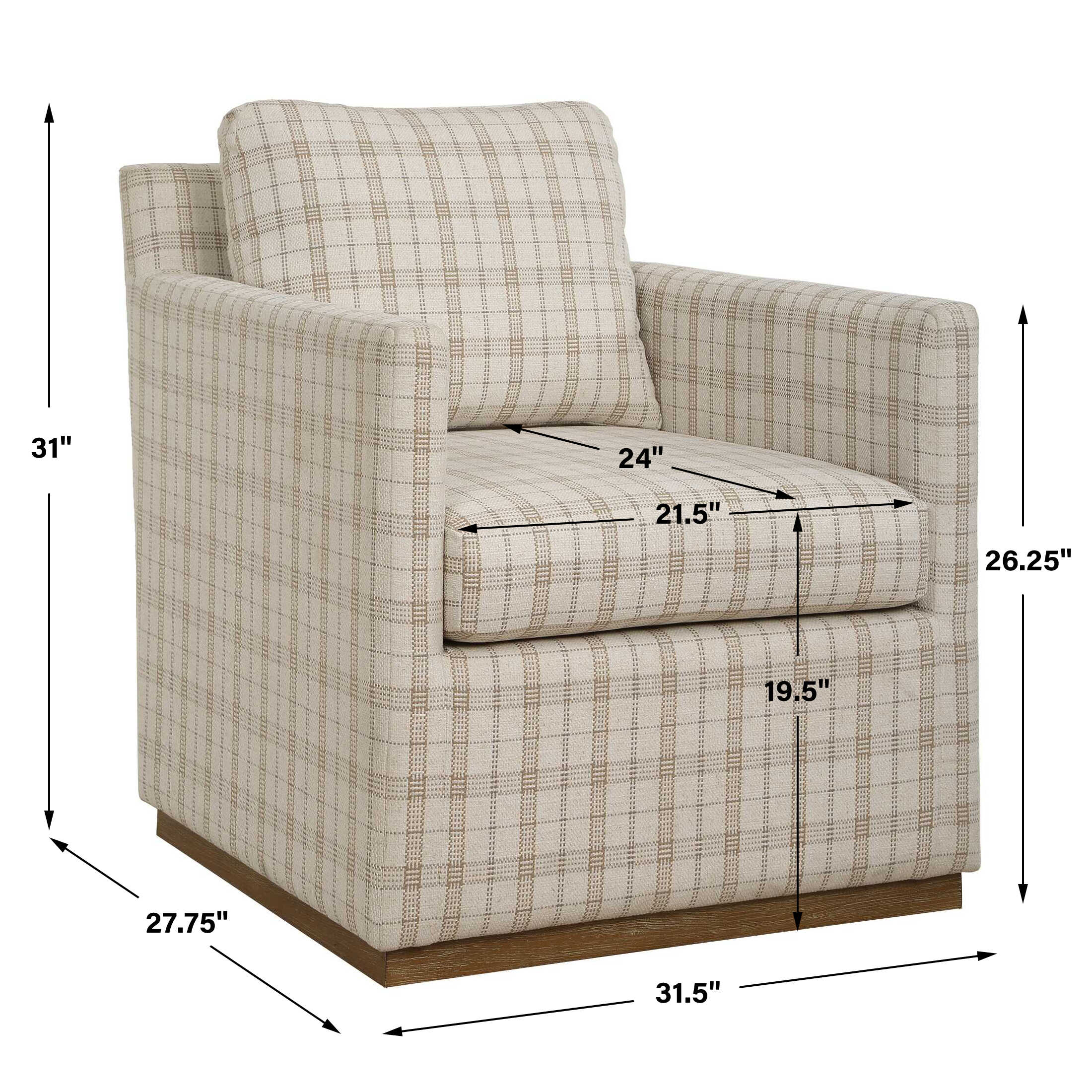 Uttermost Basie Casual Linen Swivel Chair