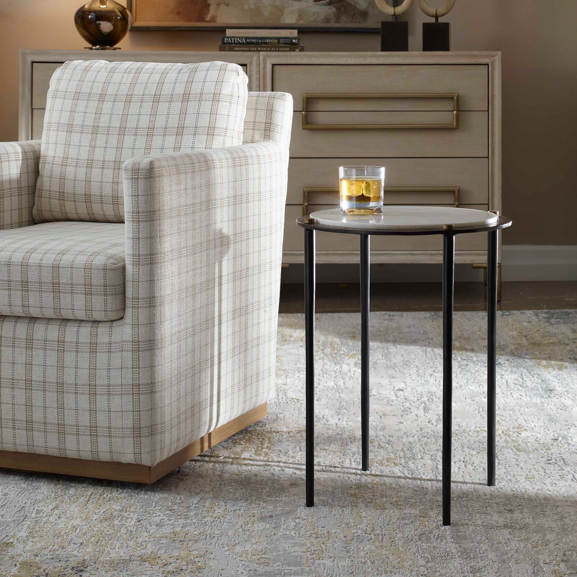 Uttermost Wren Round White Marble Accent Table