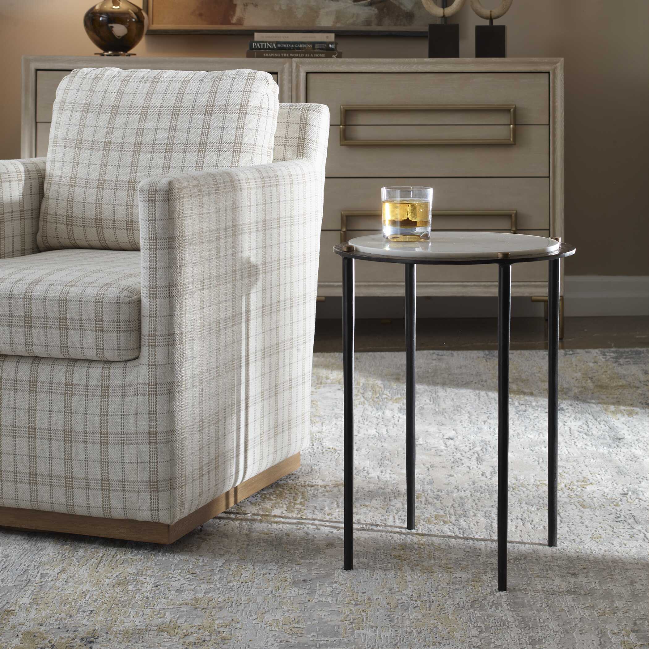 Uttermost Wren Round White Marble Accent Table