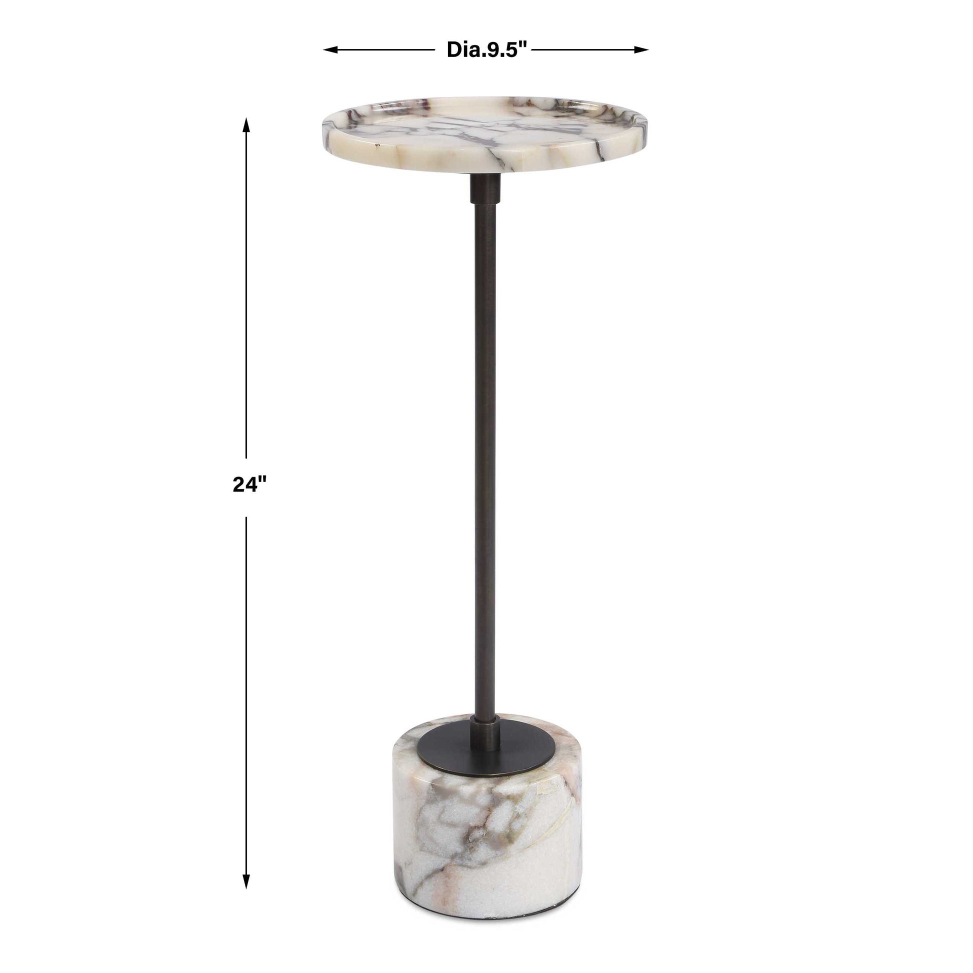 Uttermost Brunson White Marble Drink Table