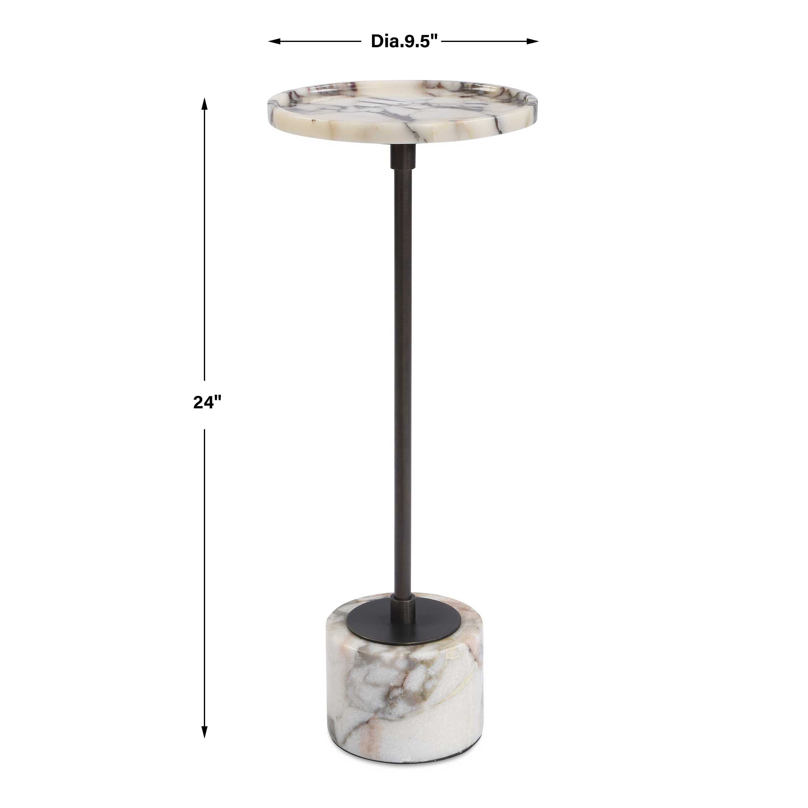 Uttermost Brunson White Marble Drink Table
