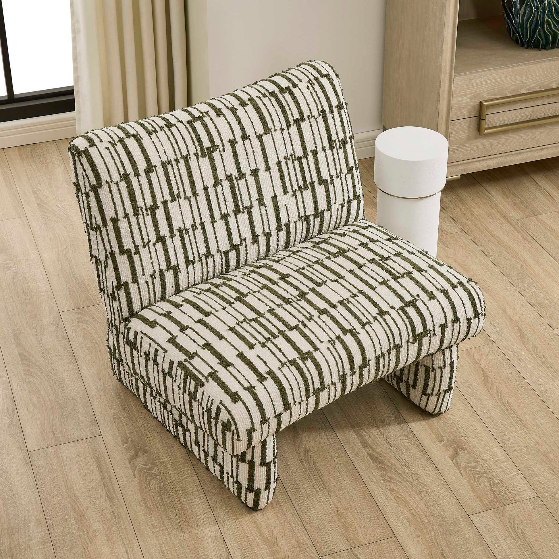 Uttermost Willa Green White Accent Chair