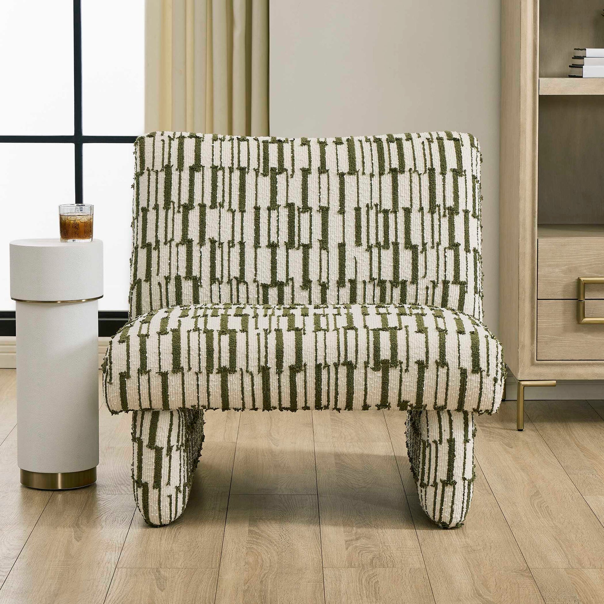 Uttermost Willa Green White Accent Chair