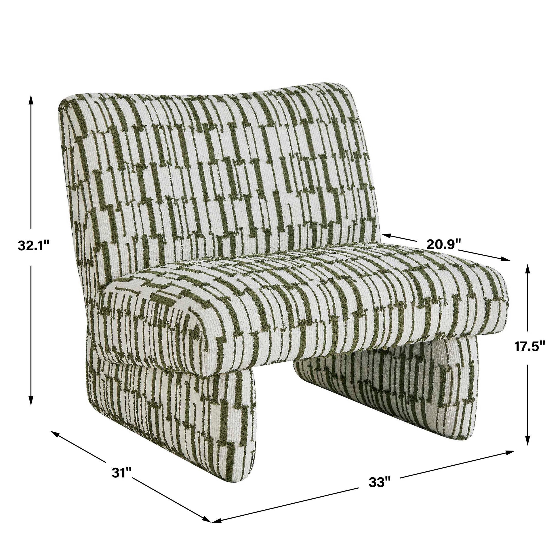 Uttermost Willa Green White Accent Chair