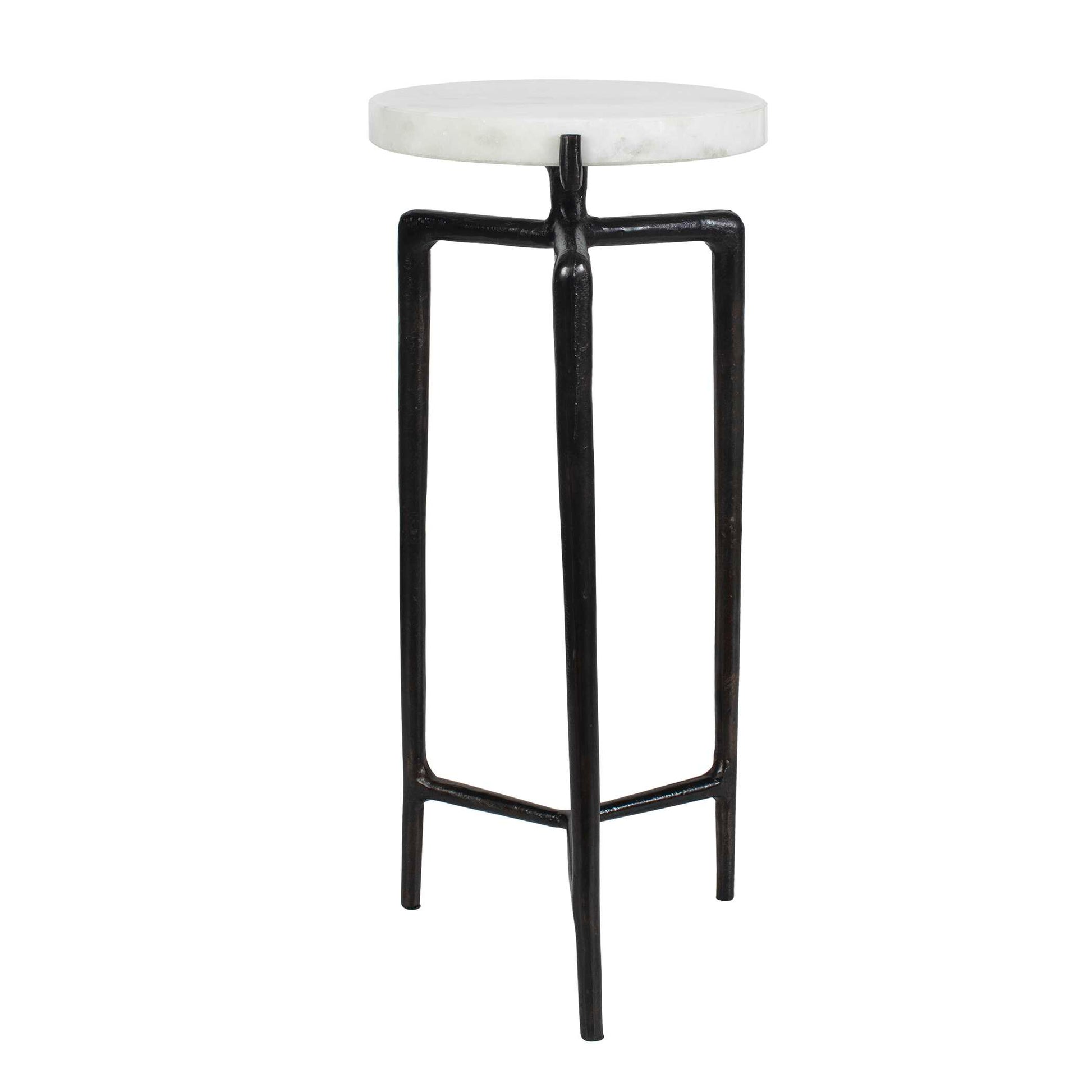 Uttermost Tobias White Marble Slab Drink Table