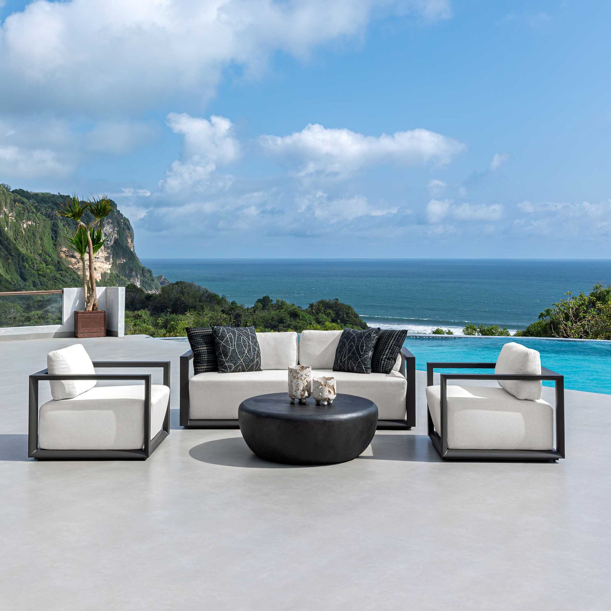 Uttermost Remsen Black/Oyster Outdoor Lounge Chair