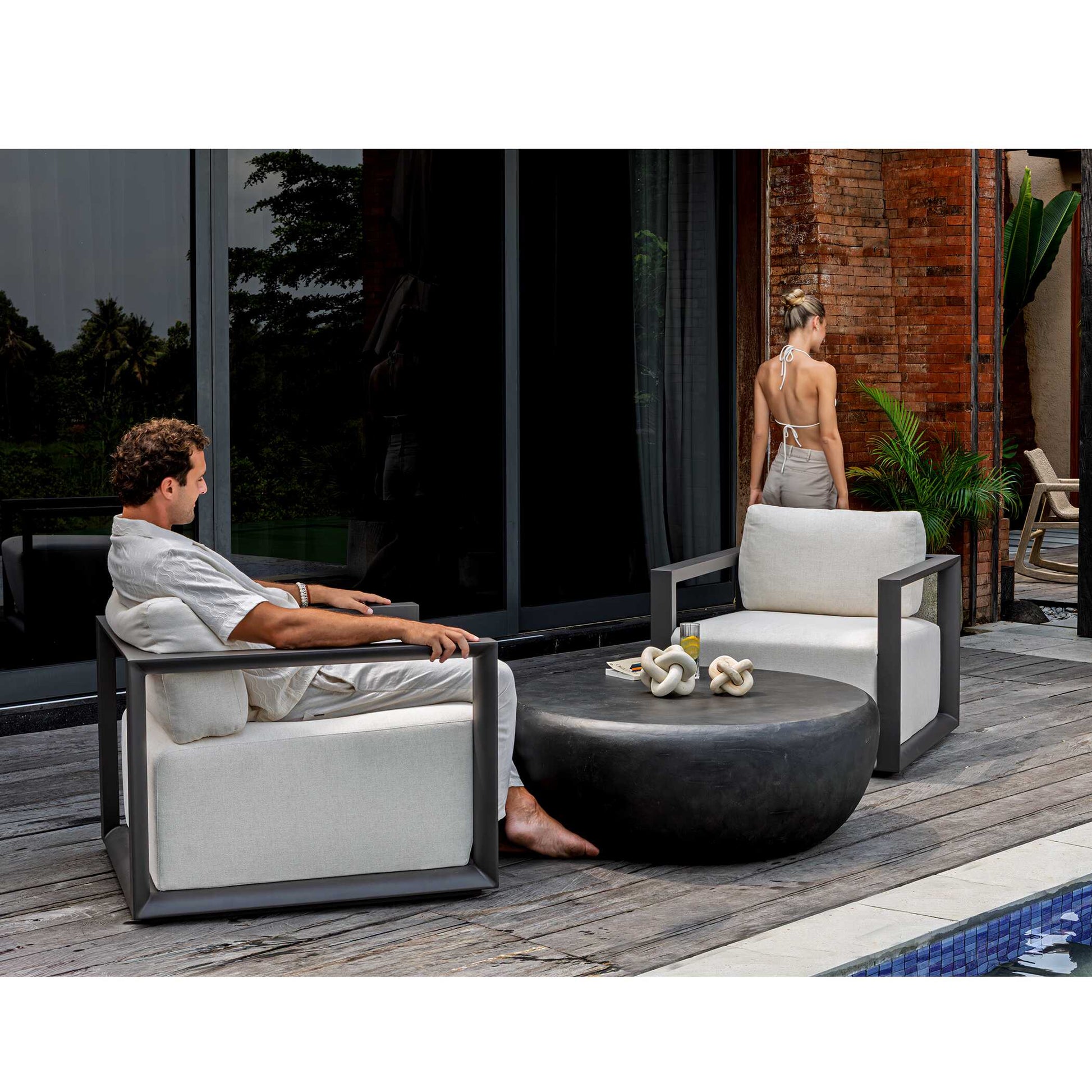 Uttermost Remsen Black/Oyster Outdoor Lounge Chair