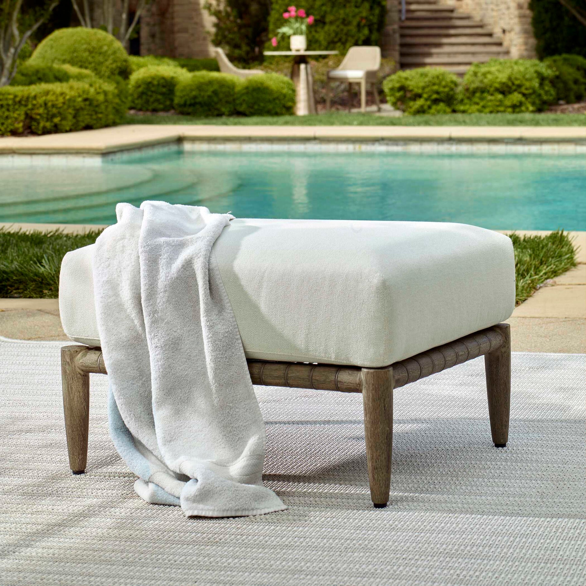 Uttermost Borneo White Cushion Outdoor Ottoman