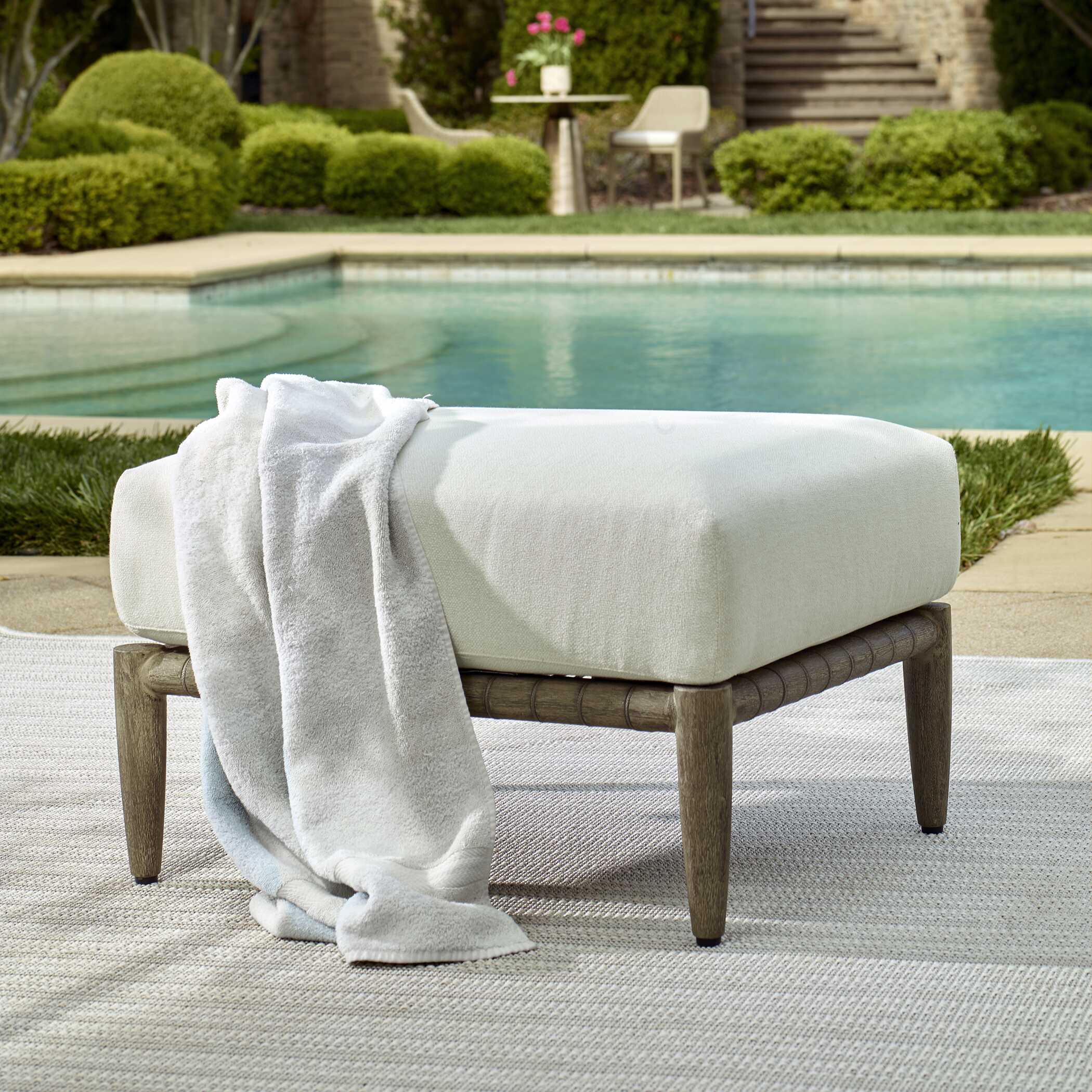 Uttermost Borneo White Cushion Outdoor Ottoman