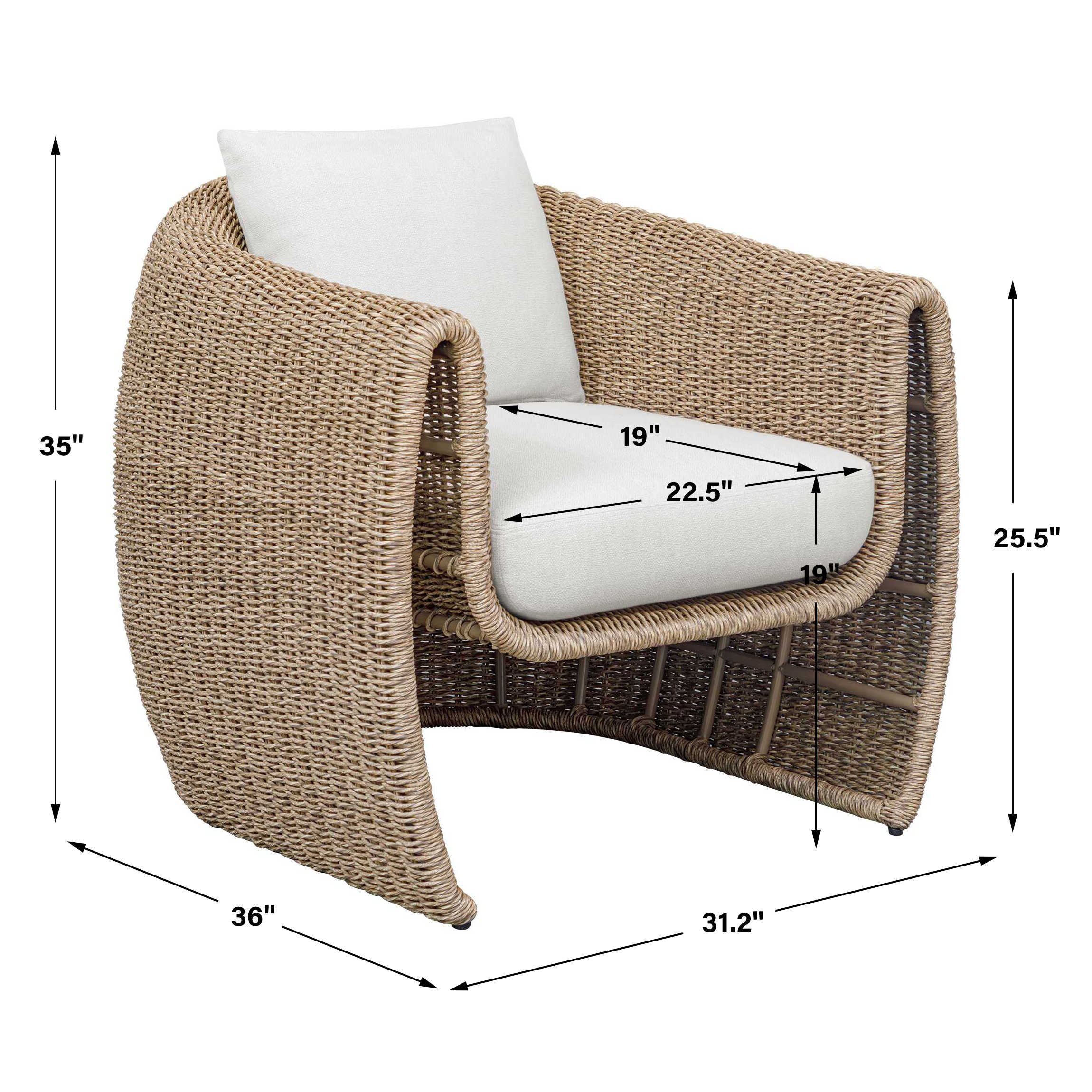 Uttermost Tropic Golden Flax Outdoor Lounge Chair