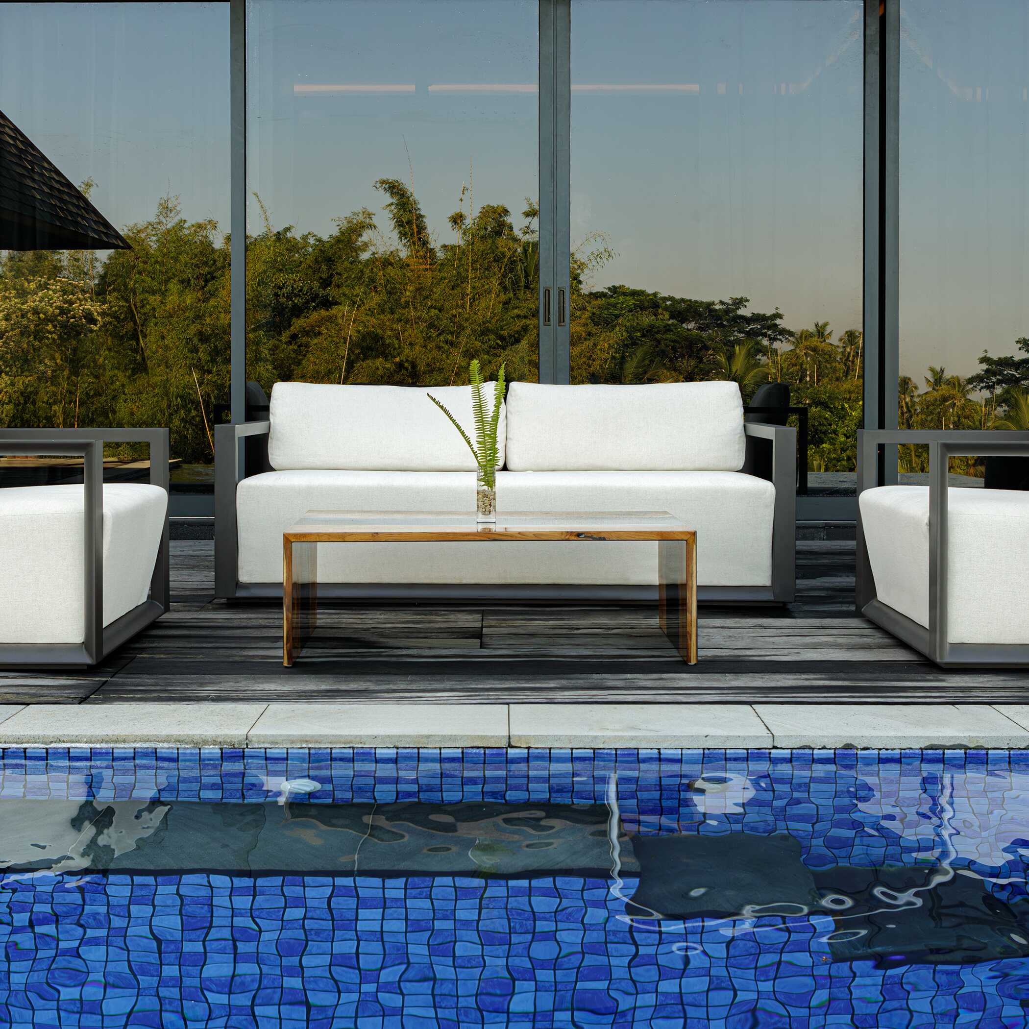 Uttermost Remsen Outdoor Black/Oyster Sofa