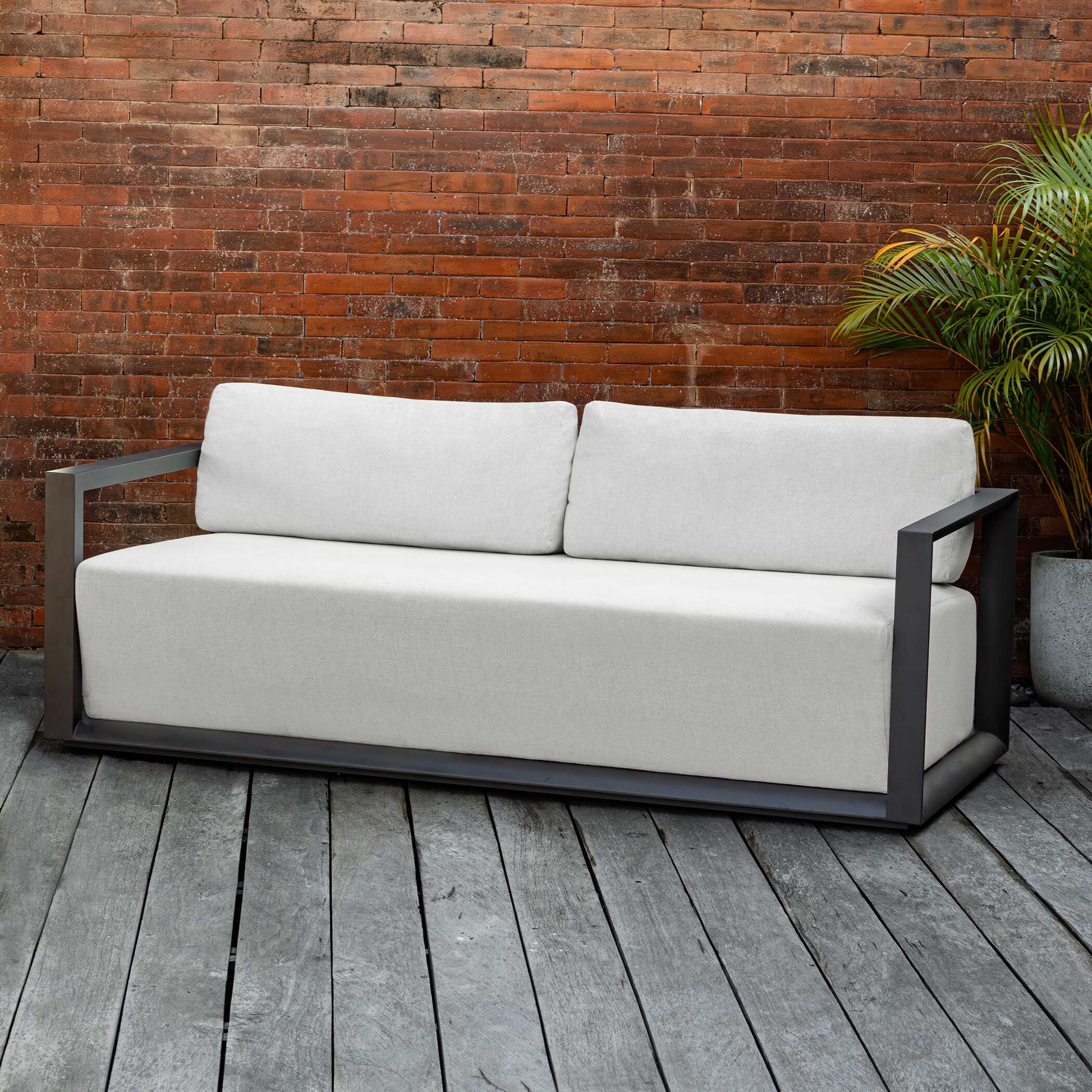 Uttermost Remsen Outdoor Black/Oyster Sofa