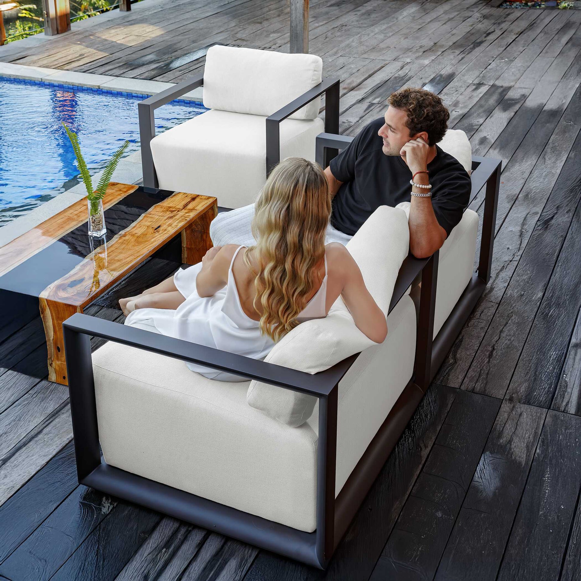 Uttermost Remsen Outdoor Black/Oyster Sofa