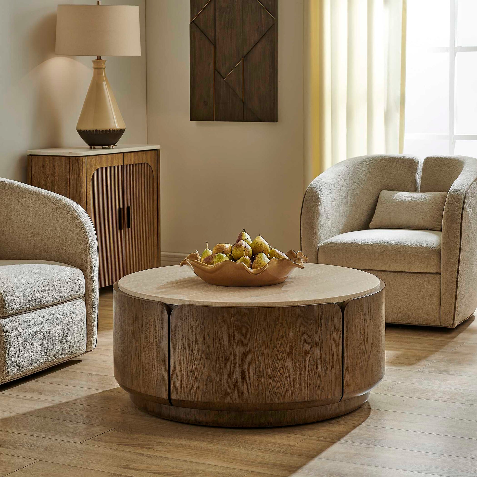 Uttermost Tindall Round Travertine Coffee Table
