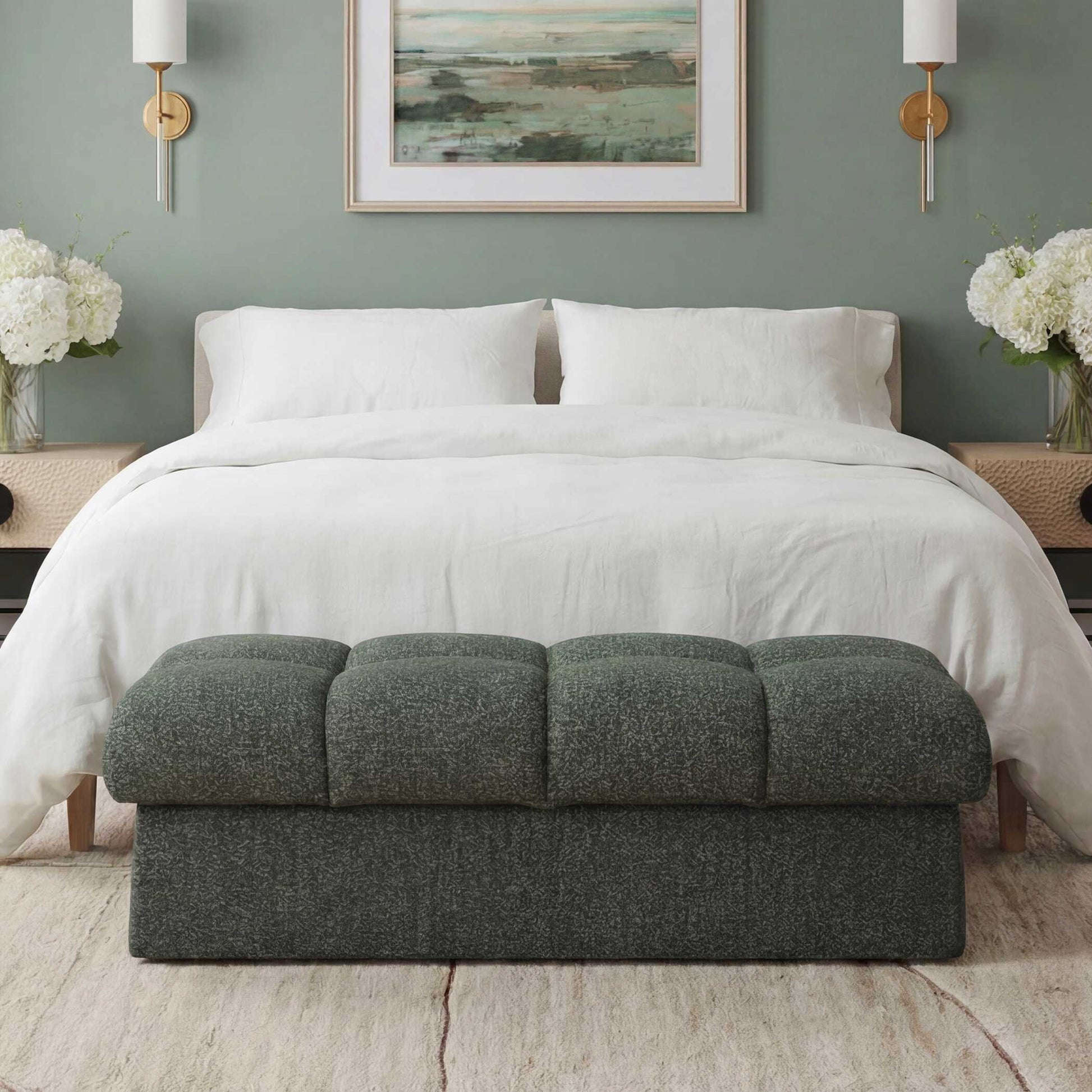Uttermost Harlem Moss Green/ Lake Blue Bench
