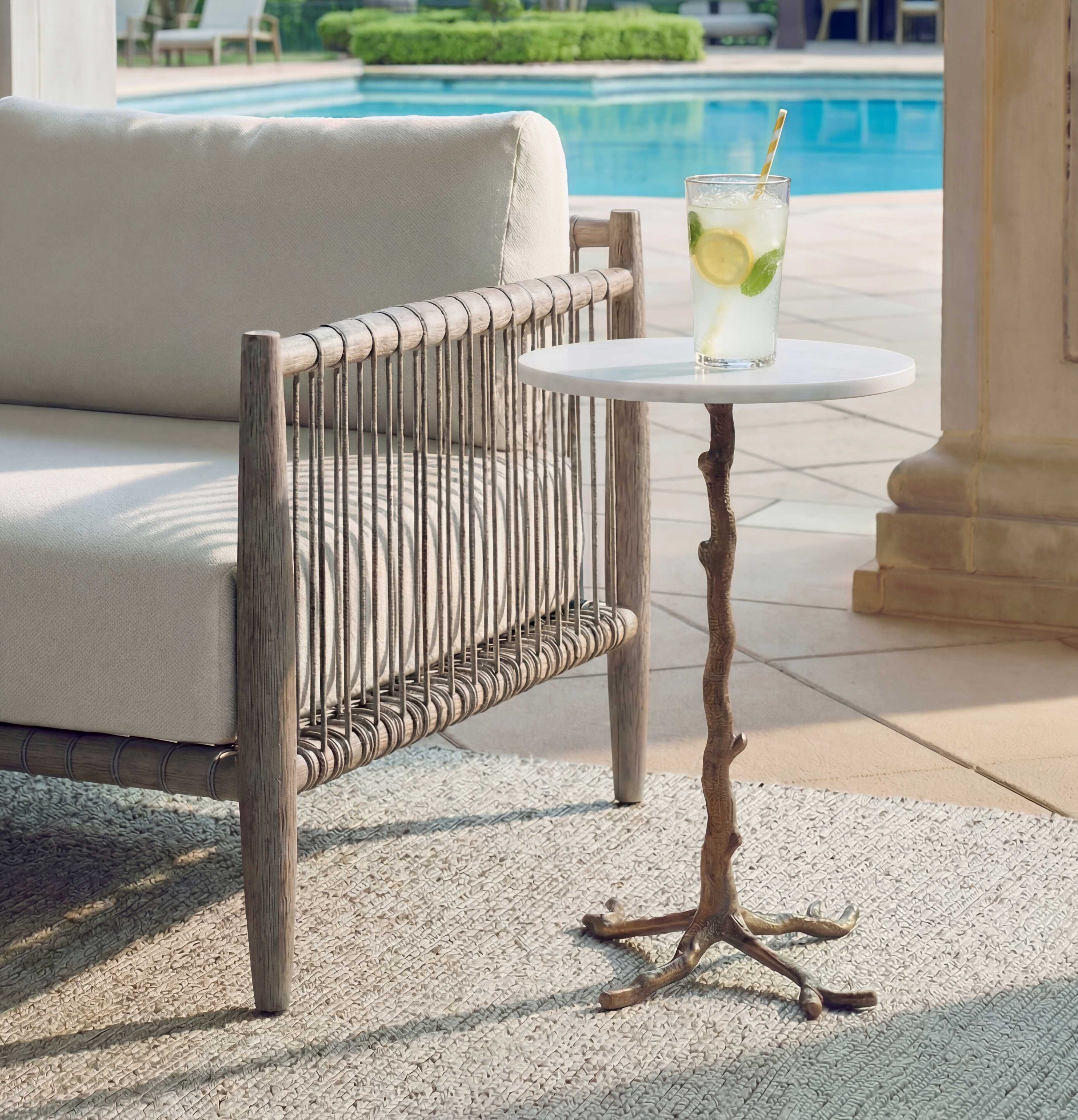 Uttermost Calais White Marble Accent Table