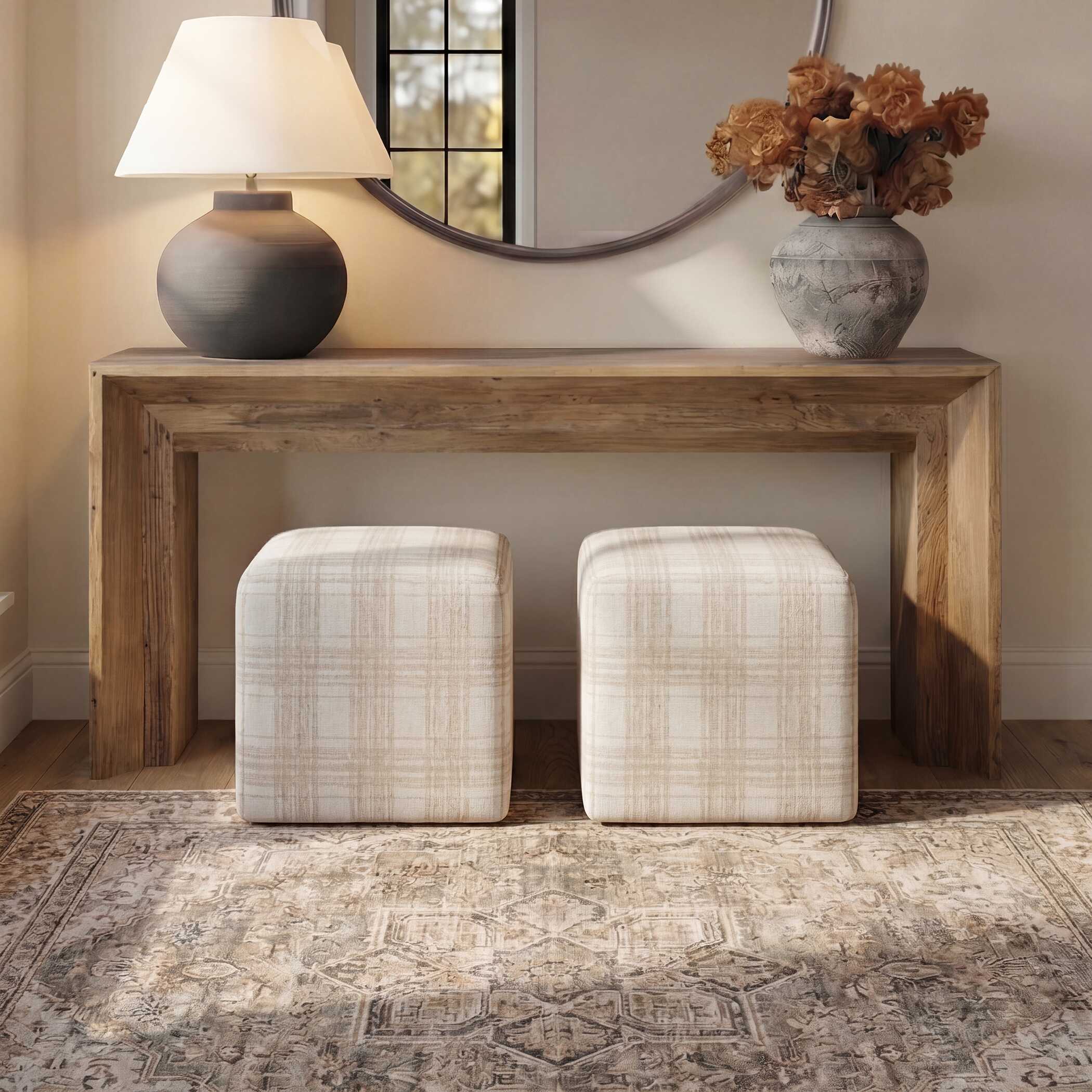 Uttermost Joie Porcelain Plaid Ottoman
