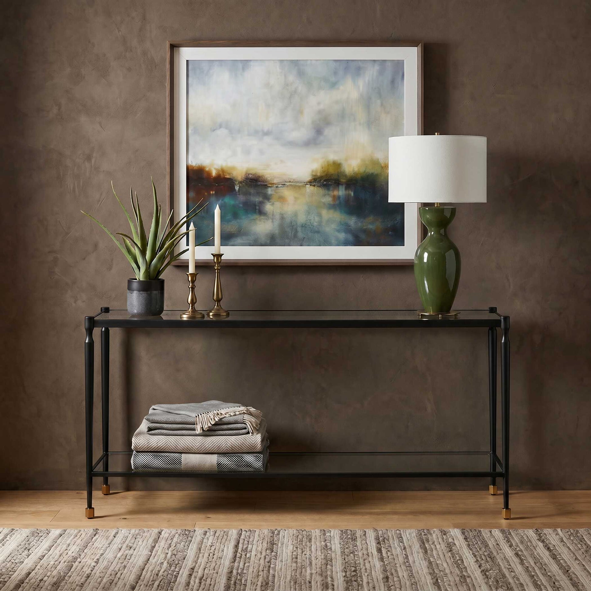 Uttermost Javana Glass / Iron Console Table