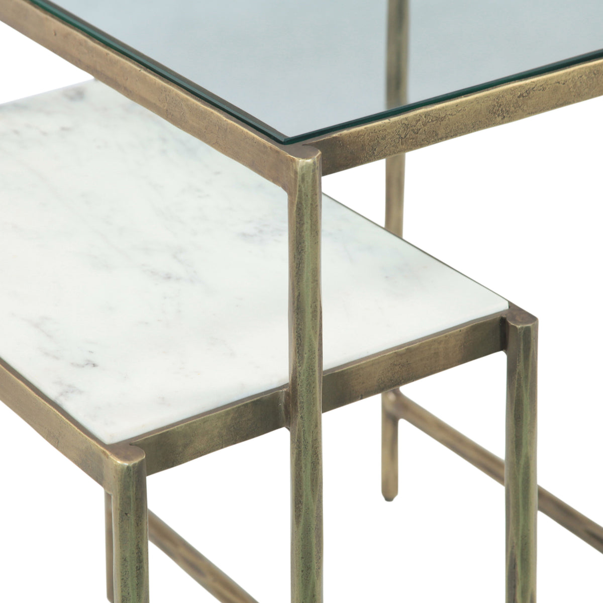 Venice 50" Nesting Console Table with Marble and Glass - image 4