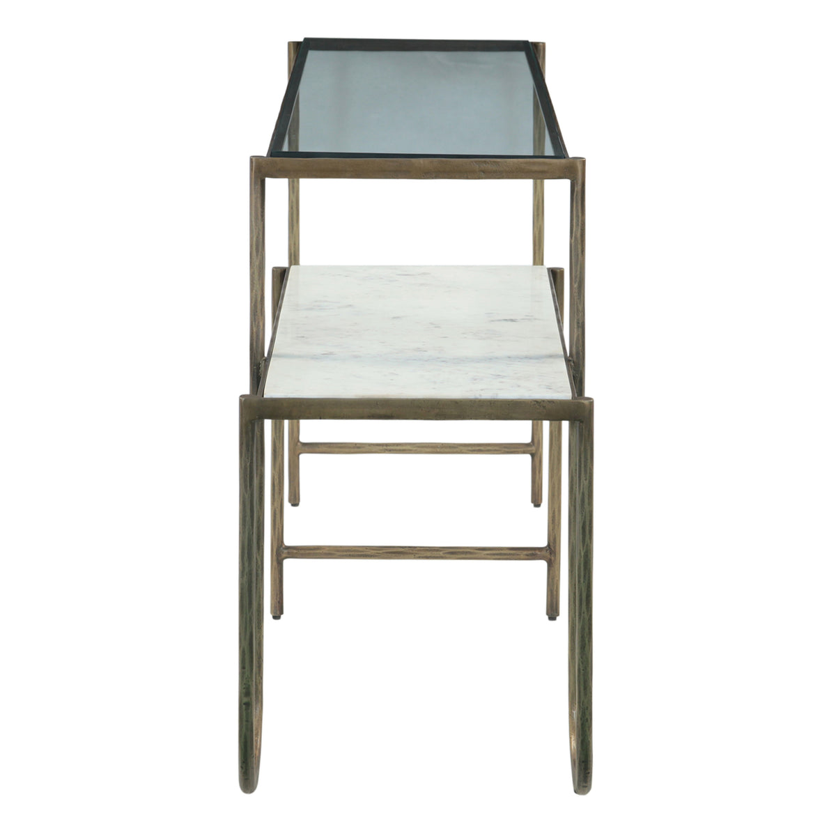 Venice 50" Nesting Console Table with Marble and Glass - image 2