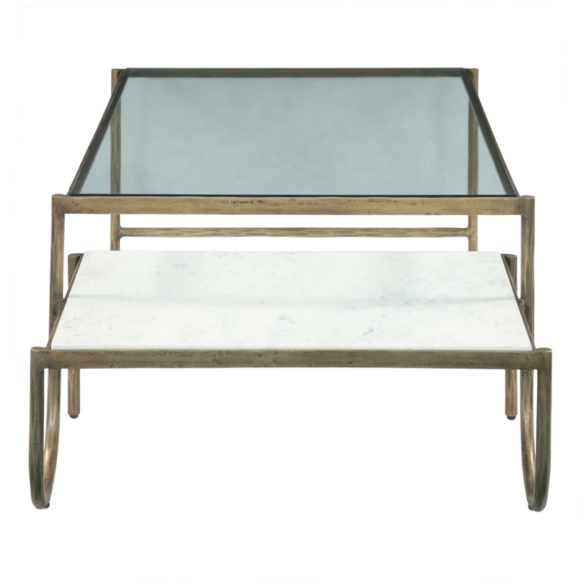 Venice 52" Nesting Coffee Table with Glass and Marble Top - image 3