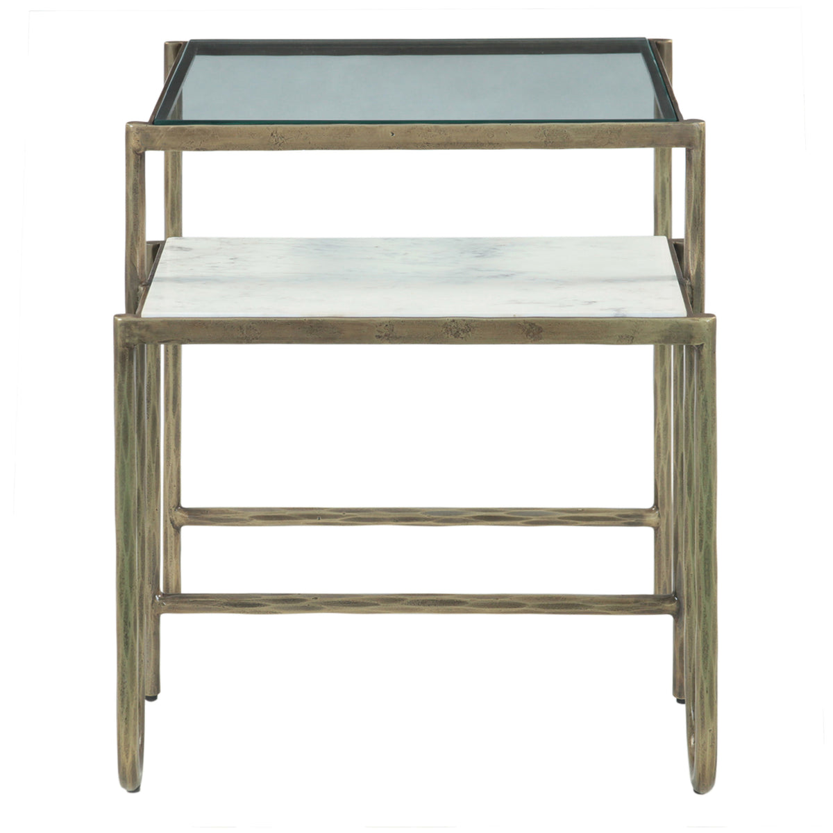 Venice 22" Nesting Side Table with Glass and Marble Top - image 3