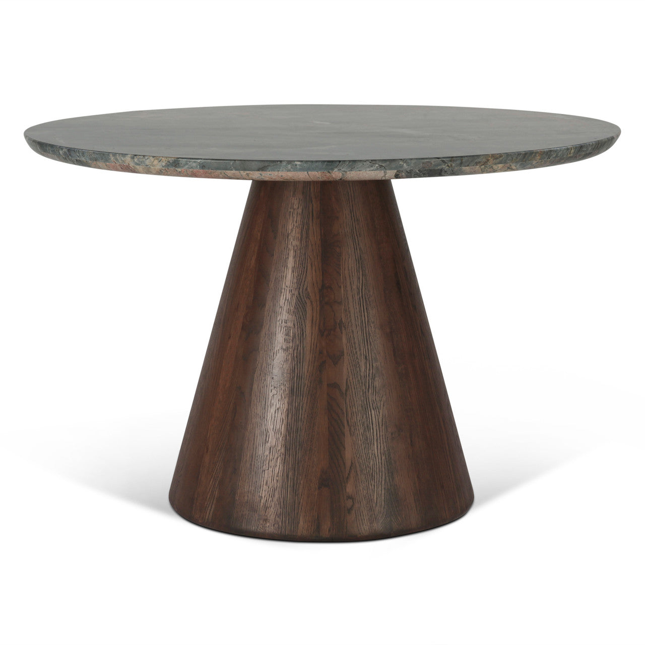 Vista 48" Round Dining Table with Lava Marble and Dark Oak Base
