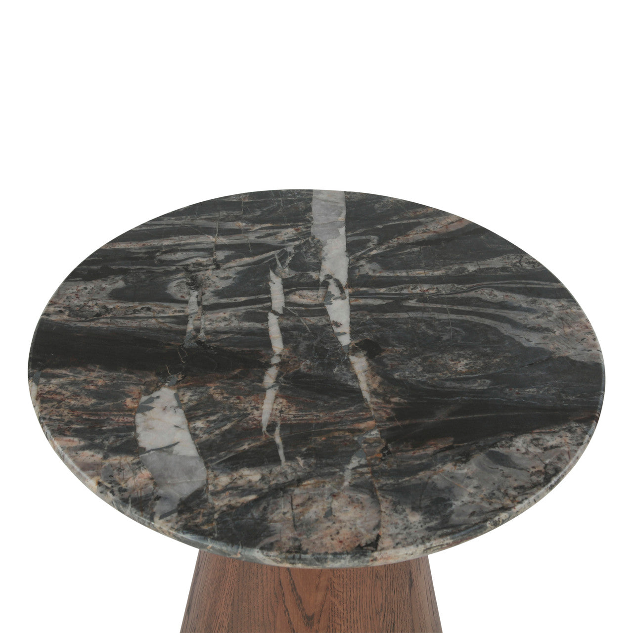 Vista 22" Side Table with Lava Marble and Dark Oak Base