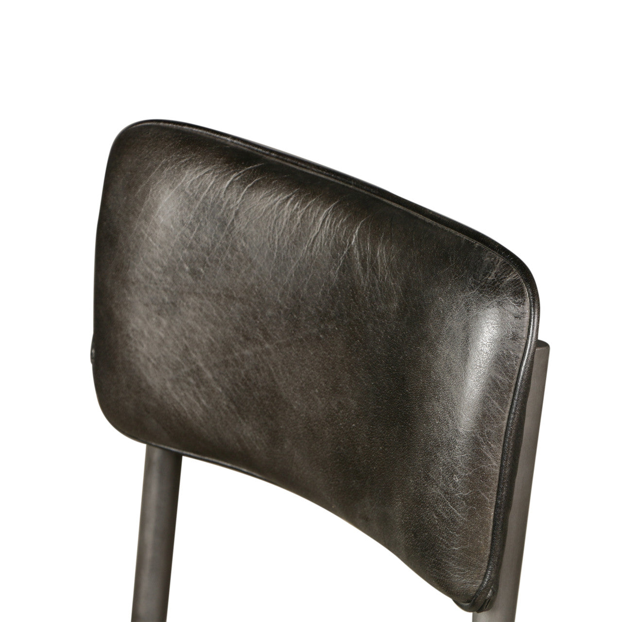 Wellington Bill 17" Dining Chair in Ebony Leather and Iron