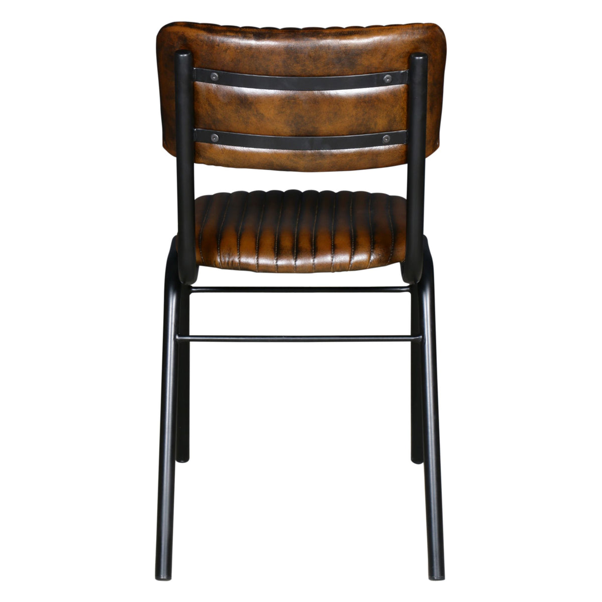Wellington Bob 17" Ribbed Leather Dining Chair in Chocolate Leather with Black Legs - image 2