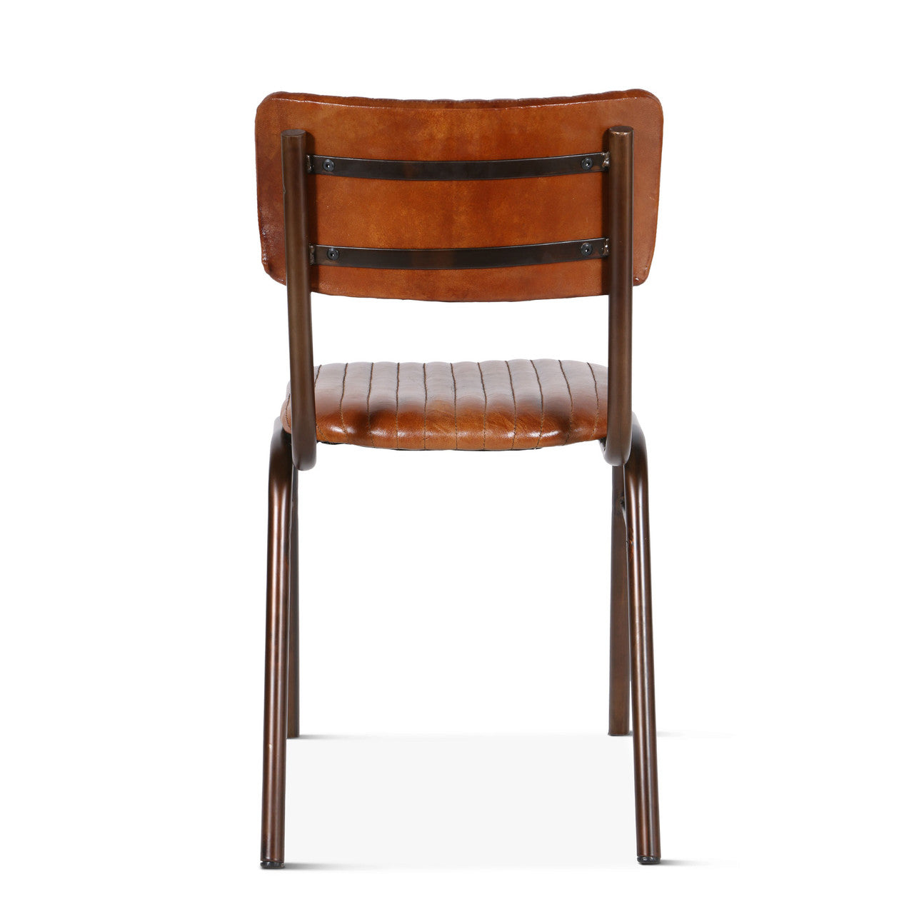 Wellington 17" Ribbed Leather Iron Dining Chair