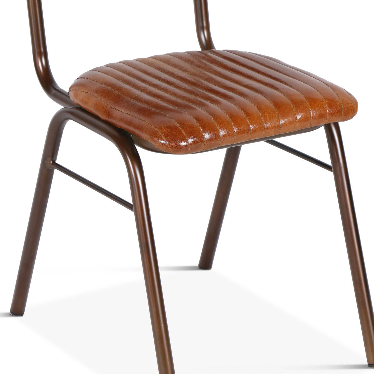 Wellington 17" Ribbed Leather Iron Dining Chair