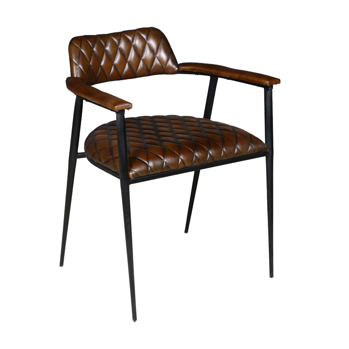 Wellington 23" Dining Armchair in Chocolate Leather and Black Iron - image 2