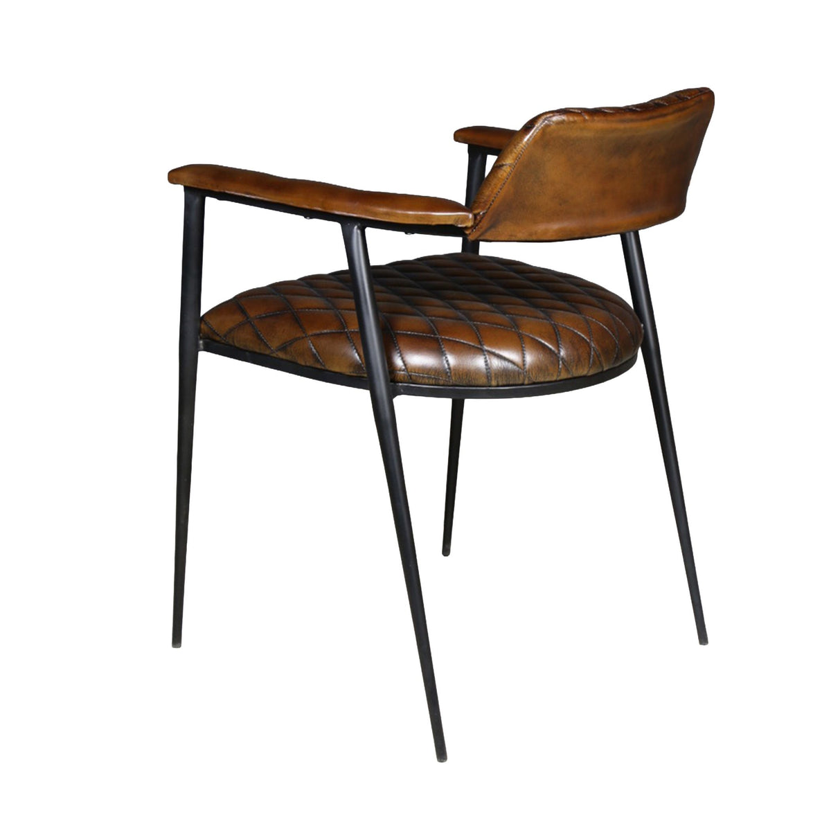 Wellington 23" Dining Armchair in Chocolate Leather and Black Iron - image 3