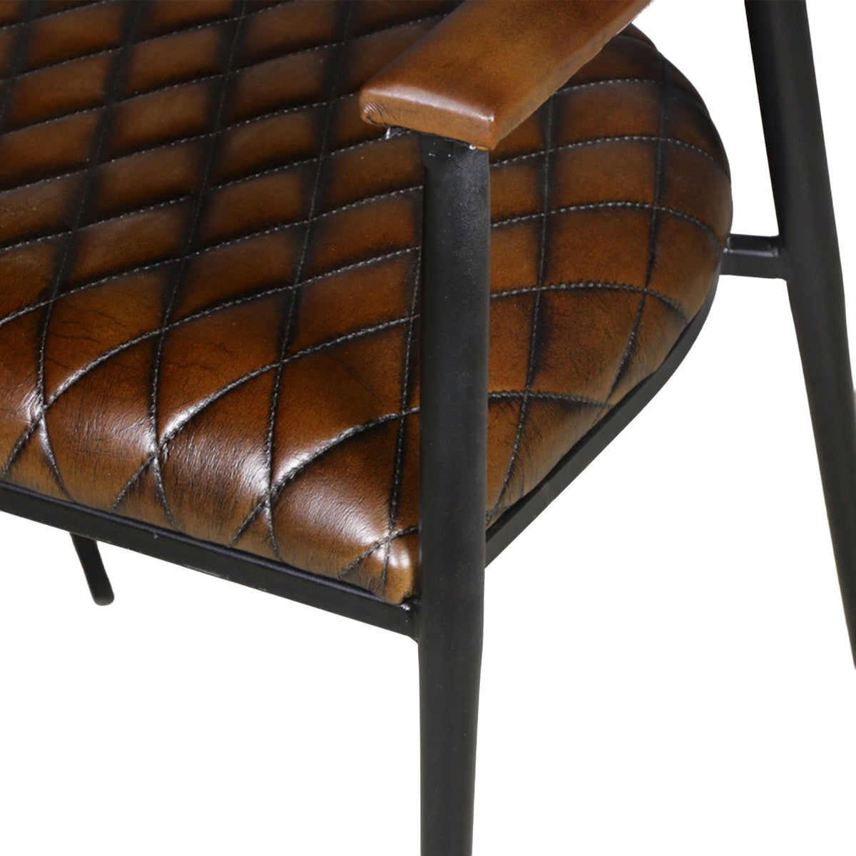 Wellington 23" Dining Armchair in Chocolate Leather and Black Iron - image 4
