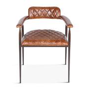 Wellington 23" Dining Armchair in Diamond Leather and Iron