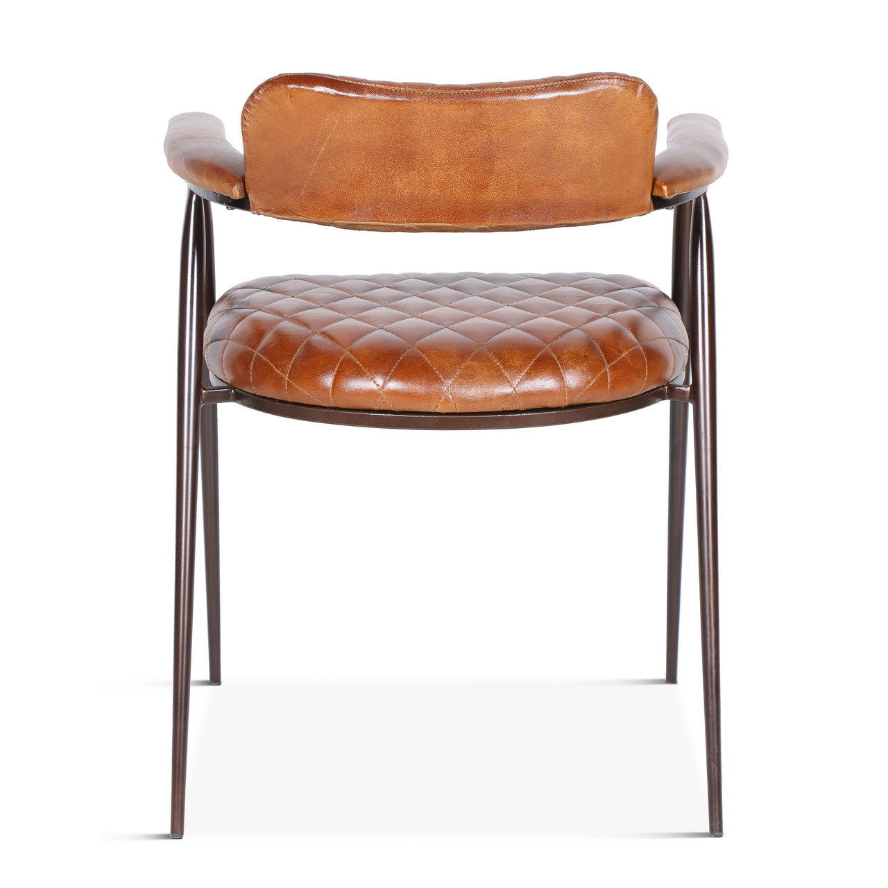 Wellington 23" Dining Armchair in Diamond Leather and Iron