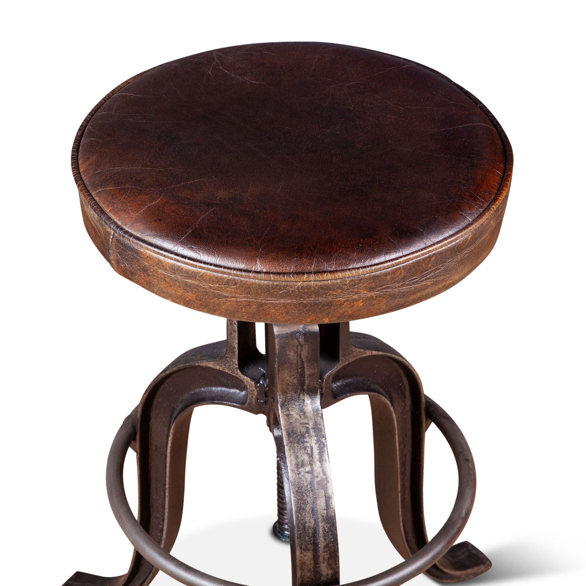 Wellington 13" Adjustable Stool in Brown Top Grain Leather - image 3