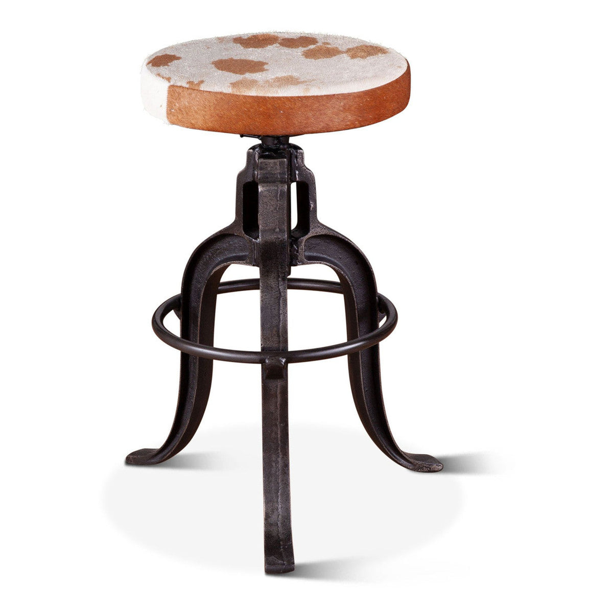 Industrial Adjustable Cowhide Stool