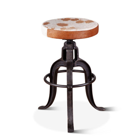 Industrial Adjustable Cowhide Stool
