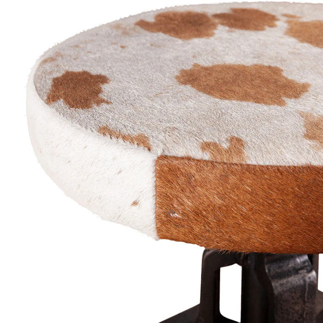 Industrial Adjustable Cowhide Stool