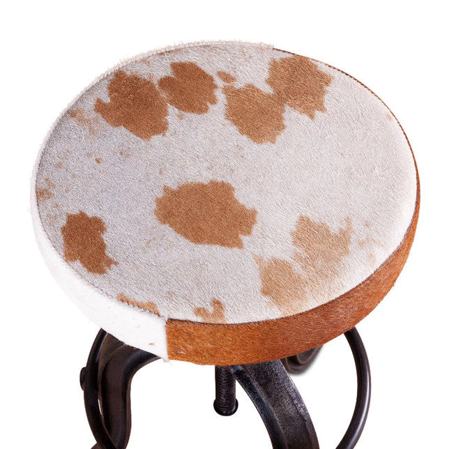 Industrial Adjustable Cowhide Stool