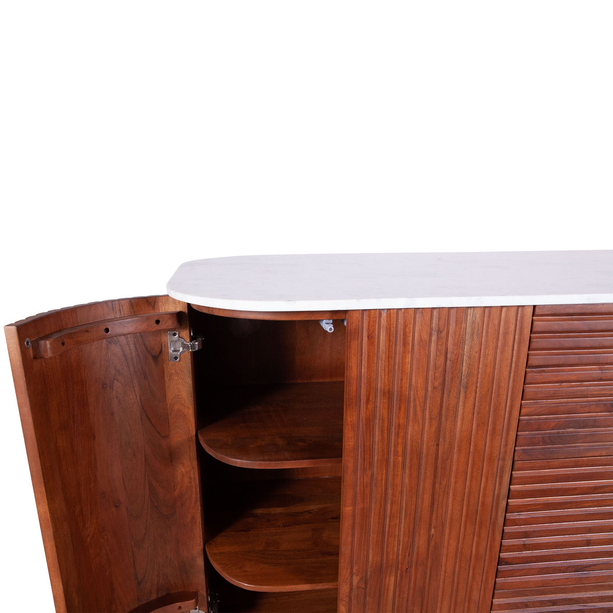 Wales 68" Kitchen Island in Walnut Brown with White Marble Top - image 4